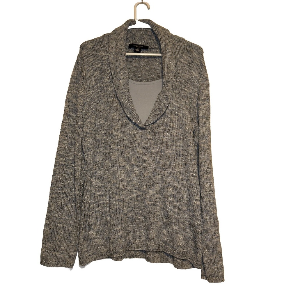 Jones wear woman 1 X sweater Partial tank top attached gray blue